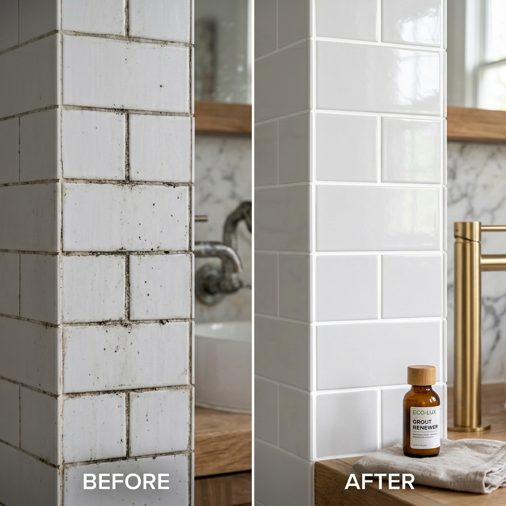 ภาพเปรียบเทียบผลลัพธ์ Before/After การกำจัดคราบราดำในห้องน้ำ